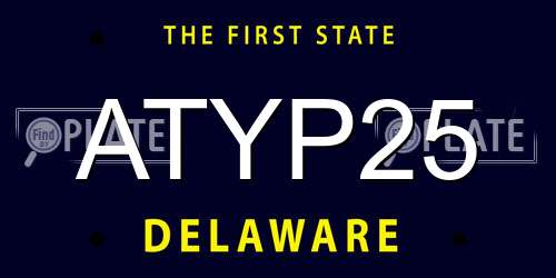 ATYP25 Delaware License Plate