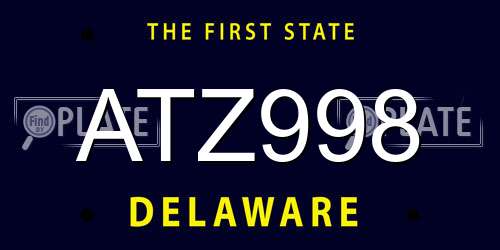 ATZ998 Delaware License Plate