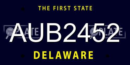 AUB2452 Delaware License Plate