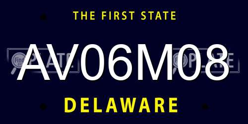 AV06M08 Delaware License Plate