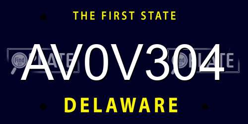 AV0V304 Delaware License Plate
