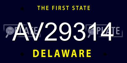 AV29314 Delaware License Plate