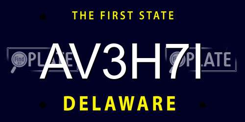AV3H7I Delaware License Plate