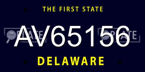 AV65156 Delaware License Plate