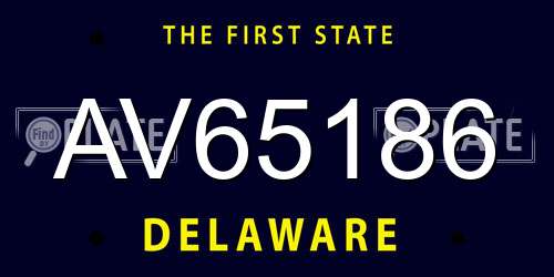 AV65186 Delaware License Plate