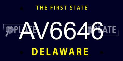 AV6646 Delaware License Plate