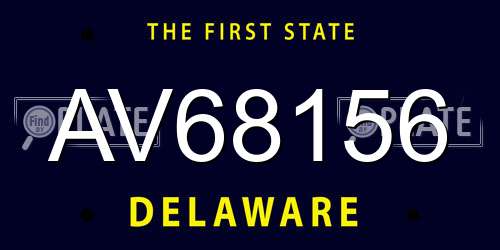 AV68156 Delaware License Plate