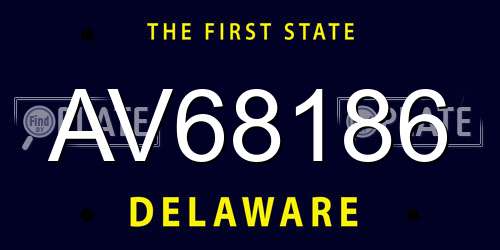 AV68186 Delaware License Plate