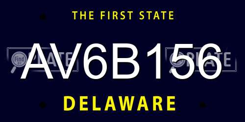 AV6B156 Delaware License Plate