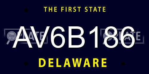 AV6B186 Delaware License Plate
