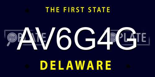 AV6G4G Delaware License Plate