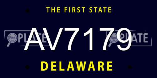 AV7179 Delaware License Plate