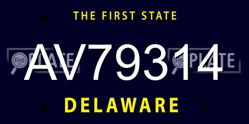 AV79314 Delaware License Plate