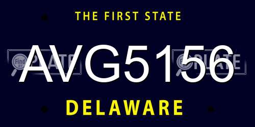 AVG5156 Delaware License Plate