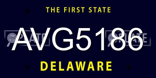 AVG5186 Delaware License Plate
