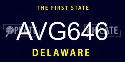 AVG646 Delaware License Plate