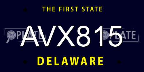 AVX815 Delaware License Plate