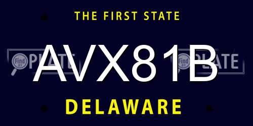 AVX81B Delaware License Plate