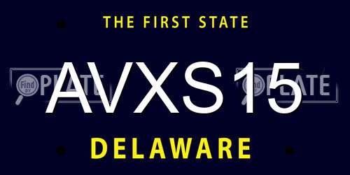 AVXS15 Delaware License Plate