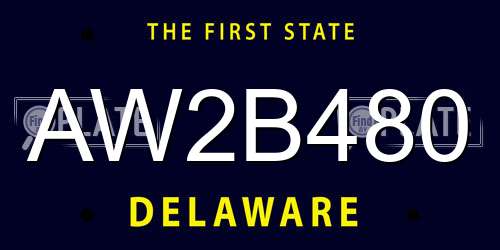 AW2B480 Delaware License Plate