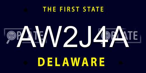 AW2J4A Delaware License Plate