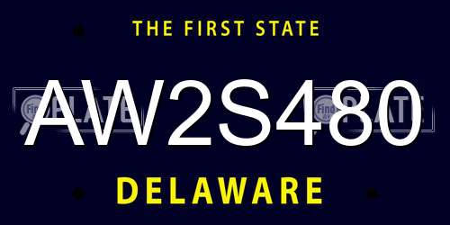 AW2S480 Delaware License Plate
