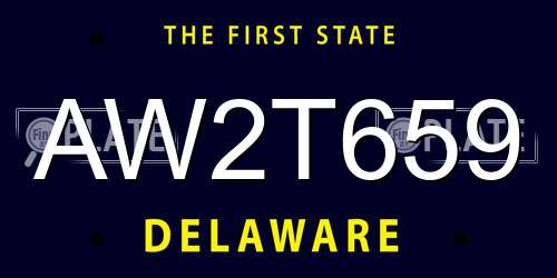 AW2T659 Delaware License Plate