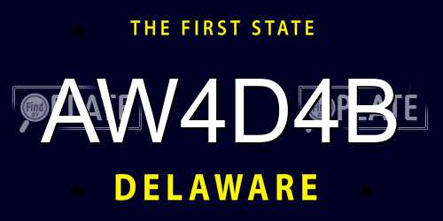 AW4D4B Delaware License Plate