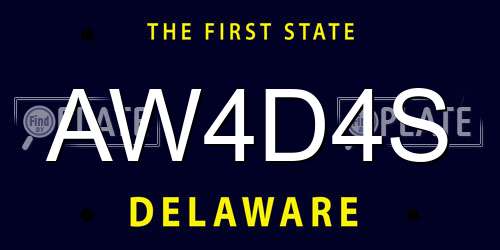 AW4D4S Delaware License Plate