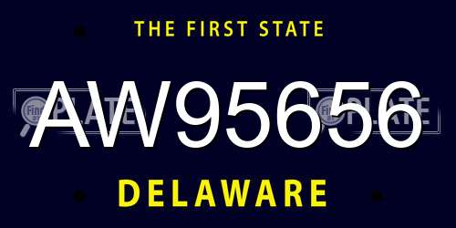 AW95656 Delaware License Plate
