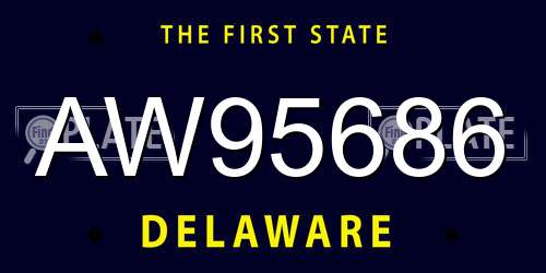 AW95686 Delaware License Plate