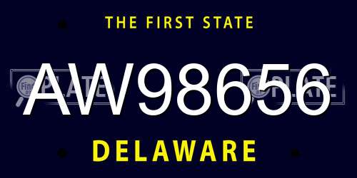 AW98656 Delaware License Plate