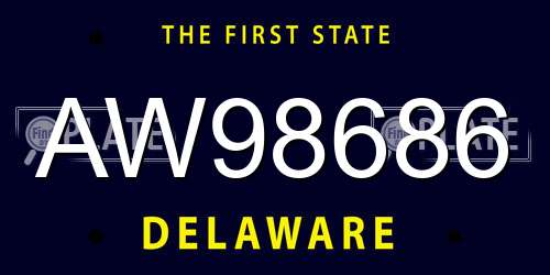 AW98686 Delaware License Plate