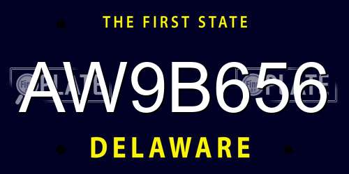 AW9B656 Delaware License Plate