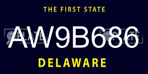 AW9B686 Delaware License Plate