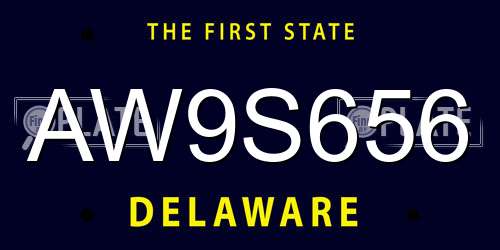 AW9S656 Delaware License Plate