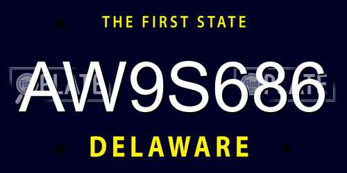 AW9S686 Delaware License Plate