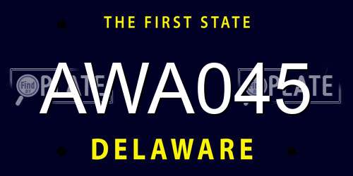 AWA045 Delaware License Plate