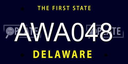 AWA048 Delaware License Plate