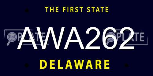 AWA262 Delaware License Plate