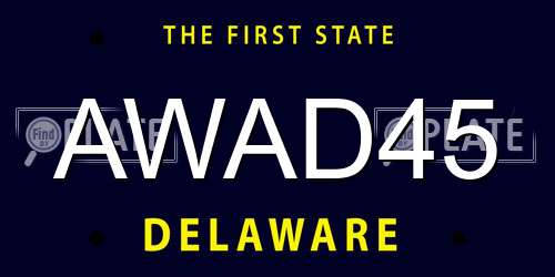 AWAD45 Delaware License Plate