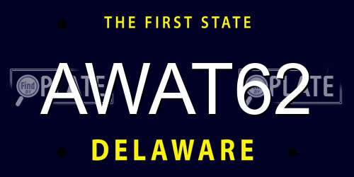 AWAT62 Delaware License Plate