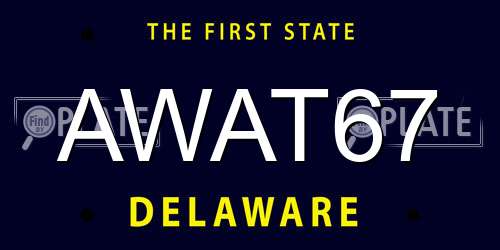 AWAT67 Delaware License Plate