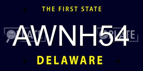 AWNH54 Delaware License Plate