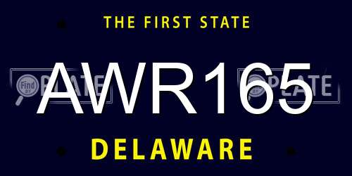 AWR165 Delaware License Plate