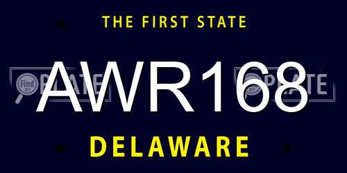 AWR168 Delaware License Plate