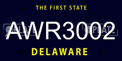 AWR3002 Delaware License Plate