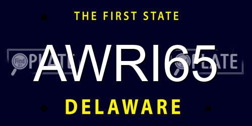 AWRI65 Delaware License Plate