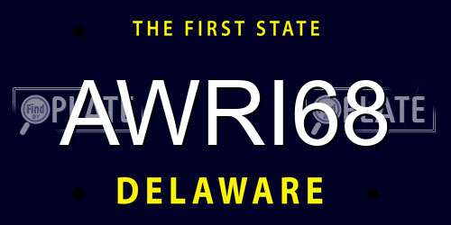 AWRI68 Delaware License Plate