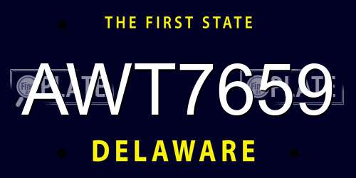 AWT7659 Delaware License Plate